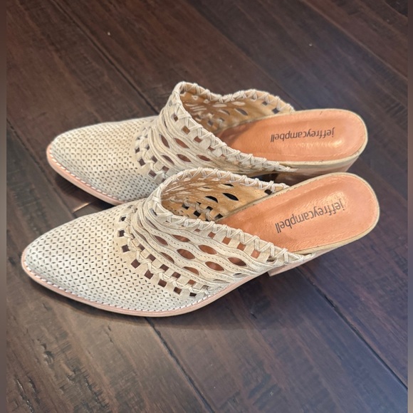Anthropologie Jeffrey Campbell classic suede Favela woven mule heel size 9 - Picture 7 of 12